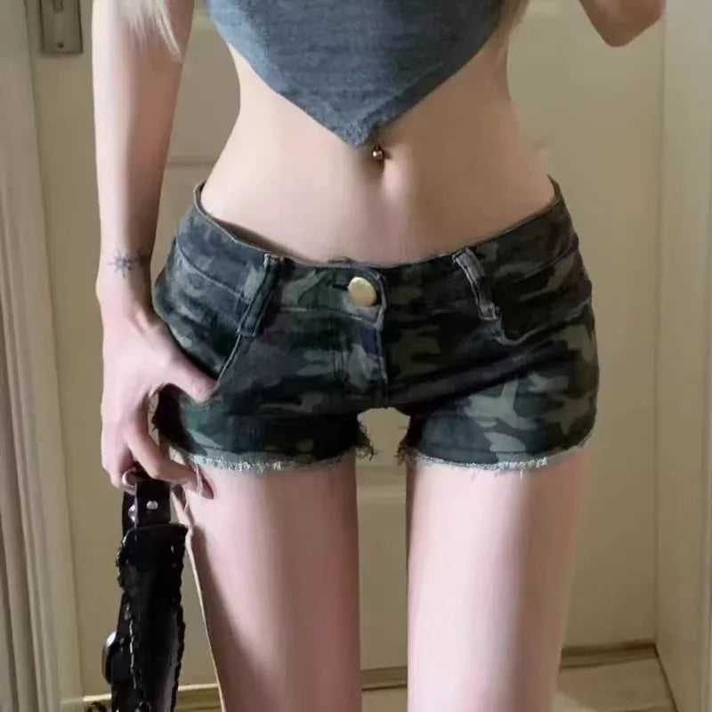 Camouflage Denim Shorts